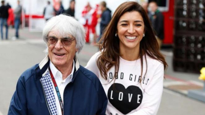 Bernie Ecclestone dan istrinya Fabiana Flossi.