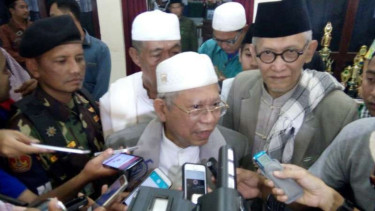 Rais Aam NU sekaligus Ketua Umum MUI, Ma'ruf Amin, di Pesantren An-Nawawi, Kecamatan Tanara, Kabupaten Serang, Banten, pada Rabu, 8 Februari 2017.