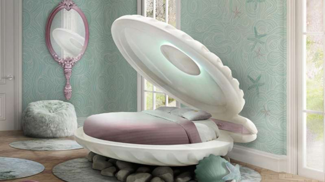 Tempat tidur kerang ala Little Mermaid
