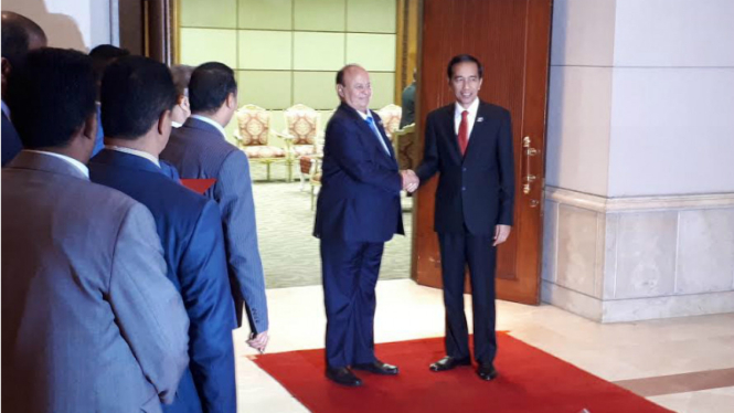 Presiden Joko Widodo dan Presiden Yaman Abd Rabou Mansour Hadi di KTT IORA