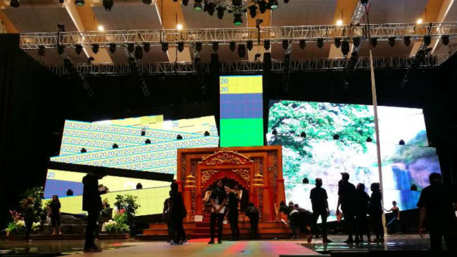 Panggung HUT ke-24 ANTV di JIExpo Kemayoran, Jakarta. 