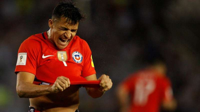 Penyerang Timnas Cile, Alexis Sanchez.