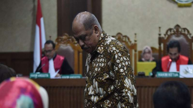 Mantan Ketua Banggar DPR Melchias Markus Mekeng bersaksi di sidang E-KTP.