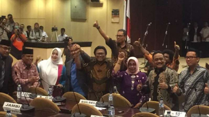 Oesman Sapta Odang usai terpilih sebagai Ketua DPD yang baru.