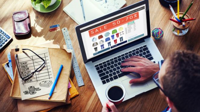 Ilustrasi bisnis atau jualan online.