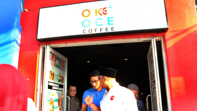 Sandiaga Uno saat meluncurkan OK Oce Coffee