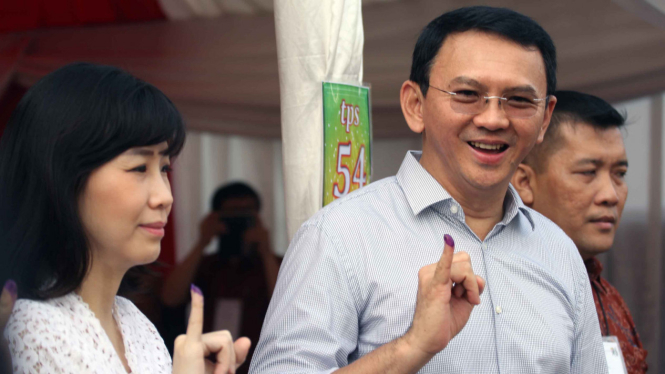 Basuki Tjahaja Purnama alias Ahok dan mantan istrinya, Veronica Tan.