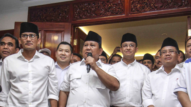 Anies-Sandi di kediaman Prabowo Subianto.