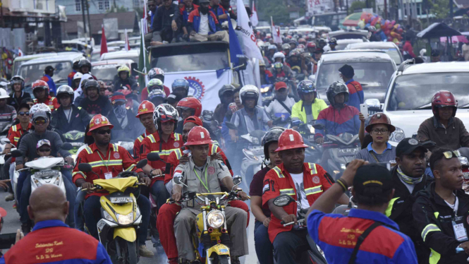 Aksi Hari Buruh oleh Pekerja PT Freeport