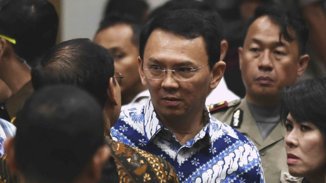 Ekspresi muka Ahok usai mendengar vonis hakim, Selasa, 9 Mei 2017.