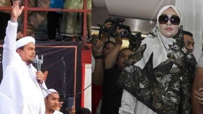 Dua tersangka kasus pornografi, Habib Rizieq dan Firza Husein.