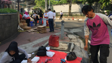Pedagang di Bundaran HI saat car free day diusir Satpol PP