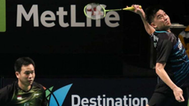 Hendra Setiawan (kiri) dan pasangannya, Tan Boon Heong (Malaysia)