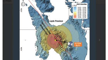Gempa bumi 6,4 SR di Pulau Leyte Filipina Tengah, Kamis (6/7/2017). Gempa ini meluluhlantakkan sejumlah bangunan dan menewaskan sejumlah orang.