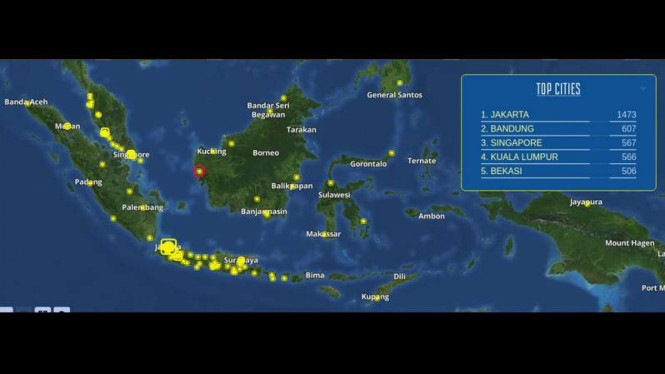 Sebaran warga negara Indonesia yang telah mendaftar sebagai penduduk Negara Asgardia di antariksa, Jumat (28/7/2017)