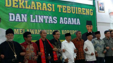 Aksi dukungan tokoh lintas agama untuk KPK di Pesantren Tebuireng, Jombang, Jawa Timur, pada Sabtu, 29 Juli 2017.