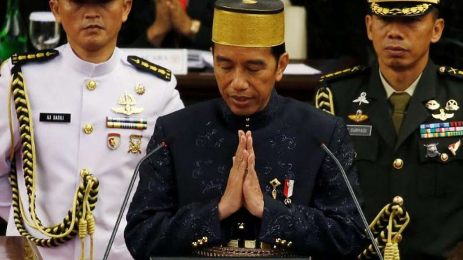 Presiden Joko Widodo saat pidato di Sidang Tahunan MPR 2017 