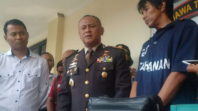 Erwin saat gelar perkara di Polrestabes Semarang.