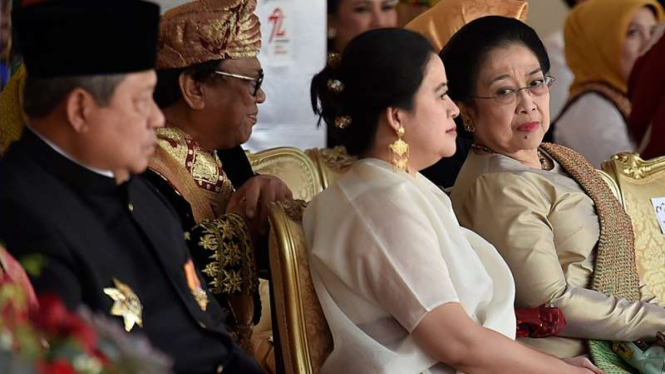 Susilo Bambang Yudhoyono dan Megawati Soekarnoputri dalam peringatan Hari Kemerdekaan Indonesia ke-72 di Istana Negara pada 17/8/2017.