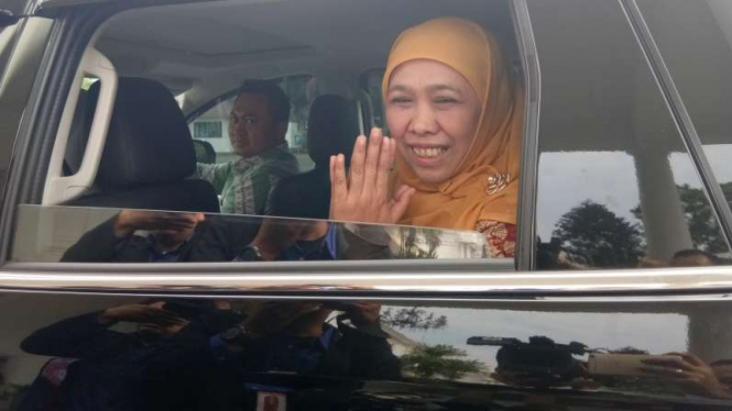 Menteri Sosial Khofifah Indra Parawansa usai temui Presiden Jokowi.