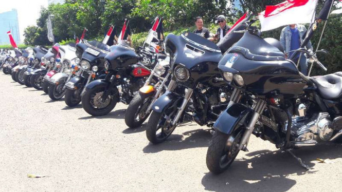 Deretan motor gede Harley Davidson, Minggu, 27 Agustus 2017.