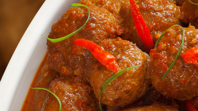 Rendang Bola-bola Kambing Padang. 