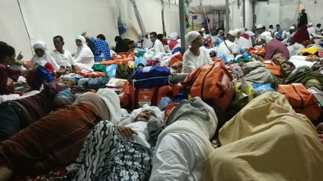 Tenda penginapan jemaah haji Indonesia di Mina.
