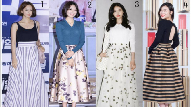 Artis Korea Selatan mengenakan rok maxi dan midi