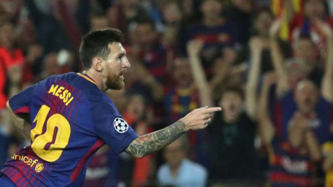 Penyerang Barcelona, Lionel Messi.