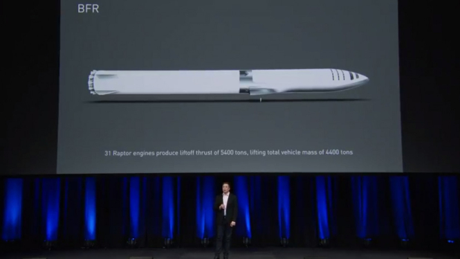 Pendiri dan CEO SpaceX, Elon Musk saat menjelaskan BFR