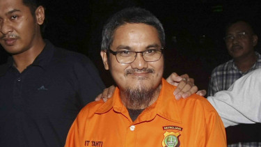 Jonru Ginting saat menjadi tahanan Polda Metro Jaya.