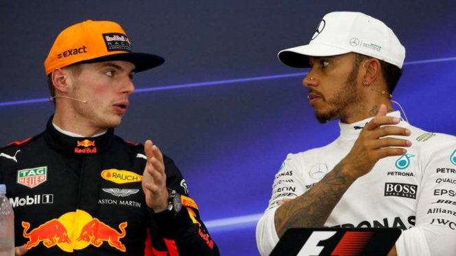 Pembalap F1, Max Verstappen (kiri) dan Lewis Hamilton (kanan)