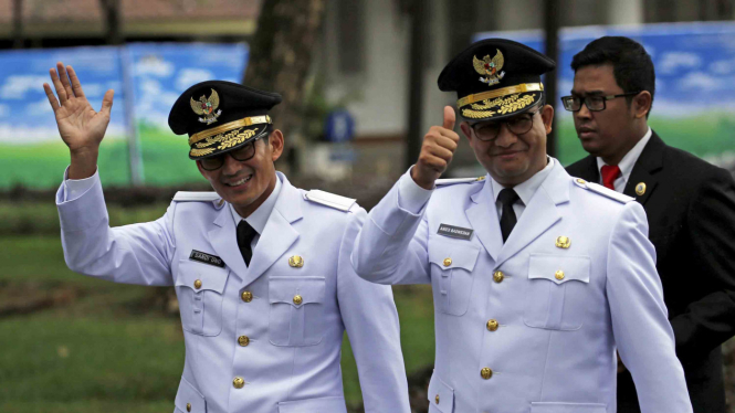 Pelantikan Gub dan Wagub DKI Jakarta, Anies Baswedan dan Sandiaga Uno