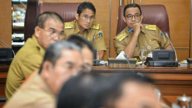 Gubernur DKI Jakarta, Anies Baswedan, dan Wakil Gubernur Sandiaga Uno.