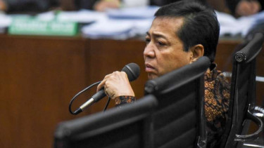 Setya Novanto saat menjadi saksi di sidang kasus korupsi proyek e-KTP di Pengadilan Tipikor Jakarta.