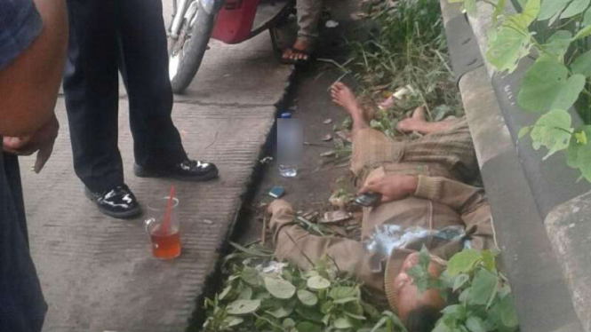 Bambang pingsan usai dipukul begal di Depok.