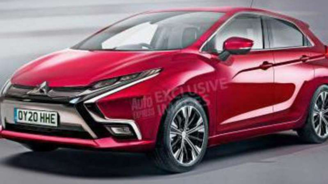 Rendering Mitsubishi Mirage terbaru. Ilustrasi