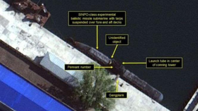 Citra satelit perkembangan pembangunan kapal selam rudal balistik Korut