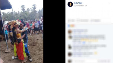 Seorang penonton joget Bali yang dituding melecehkan penari dan menjadi viral di jejaring sosial Facebook.