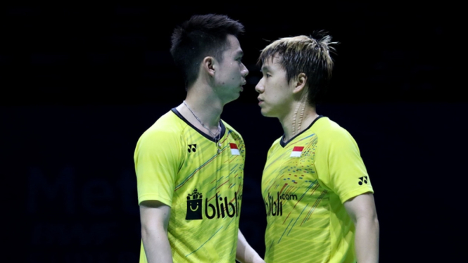 Ganda putra Indonesia, Kevin/Marcus saat mentas di BWF Superseries Finals 2017