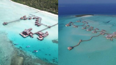 Pemandangan resort di Kepulauan Derawan.
