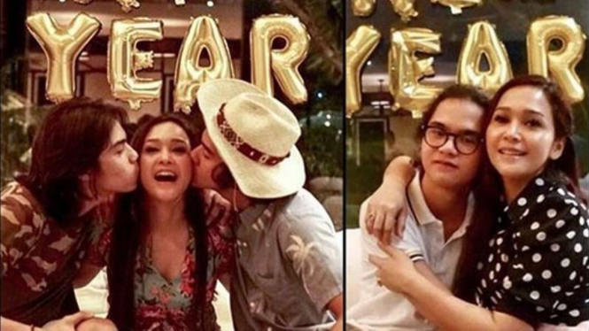 Maia Estianty bersama Al, El dan Dul