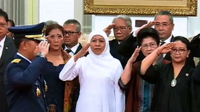 Proses pelantikan Marsekal Madya Yuyu Sutisna menjadi KSAU di Istana Presiden, Rabu (17/1/2018)
