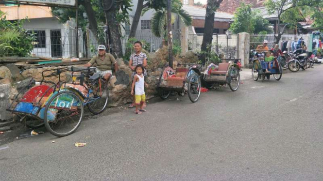 Becak di kawasan Tanah Tinggi, Jakarta Pusat