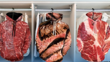 Jaket hoodie dengan motif daging dari rumah mode Rose Gal