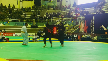 Pertandingan pencak silat dalam test event Asian Games 2018.