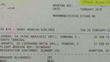 Tiket Rizieq pulang beredar di medsos