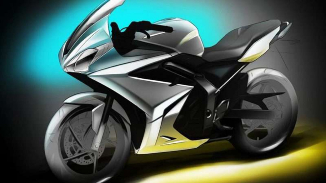 Sketsa motor kolaborasi Triumph-Bajaj.
