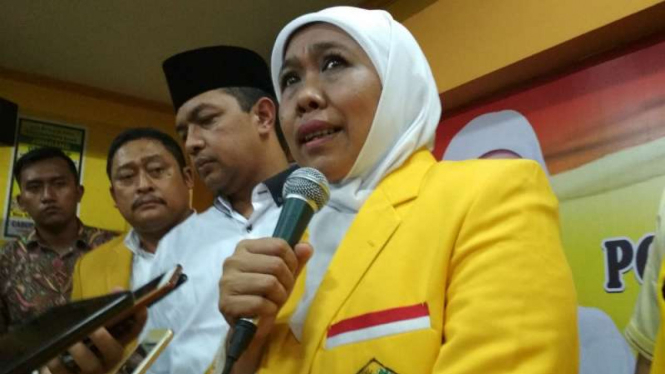 Khofifah Indar Parawansa di kantor Partai Golkar Jatim, Surabaya, pada Kamis, 8 Maret 2018.
