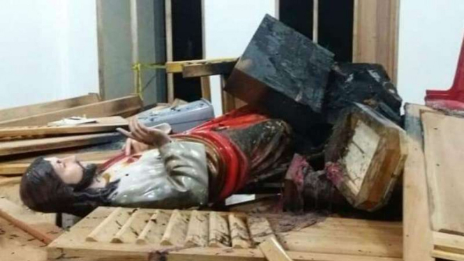 Gereja kecil atau kapel dirusak orang tak dikenal Kabupaten Ogan Ilir